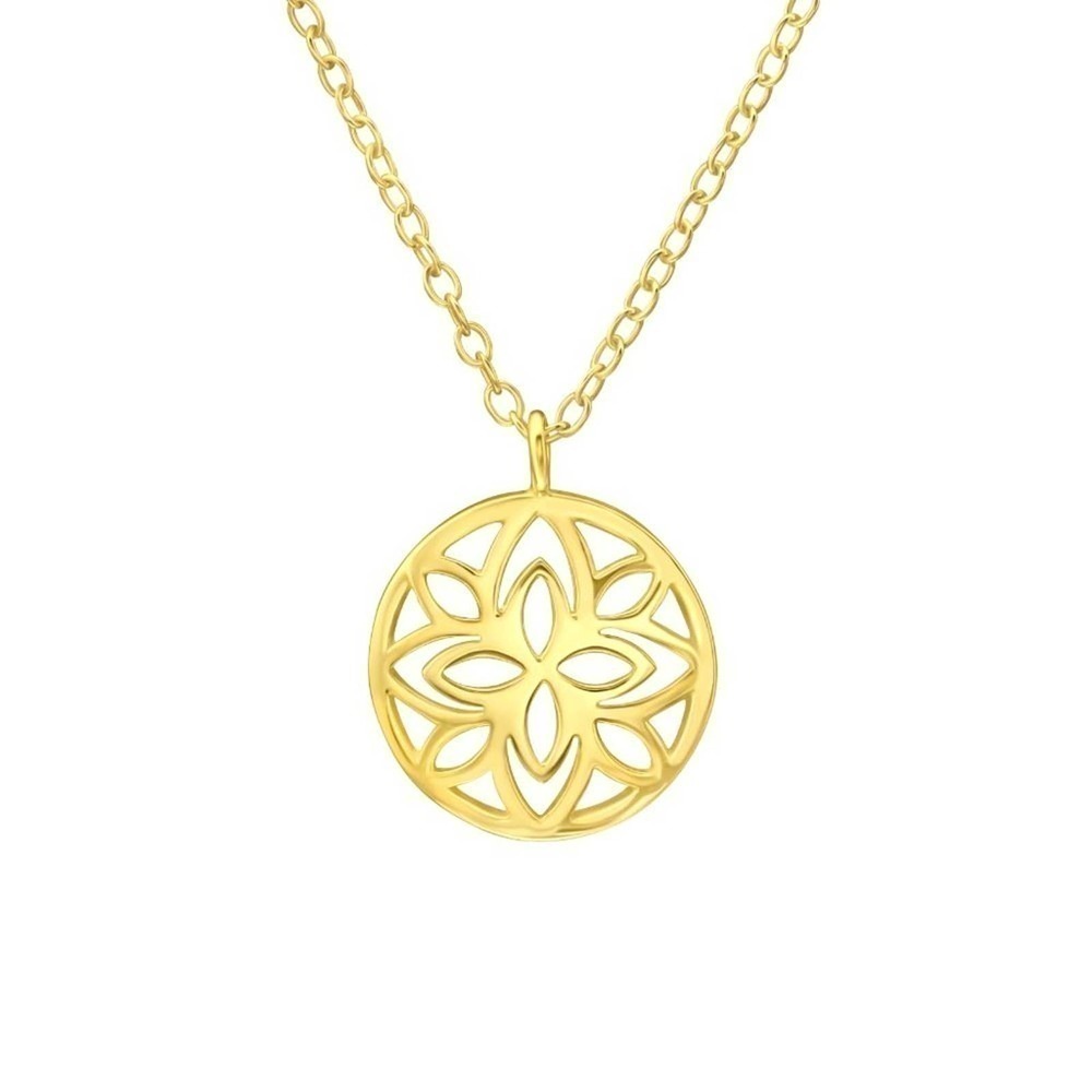 14k Yellow Gold Flower Pendant and Necklace​